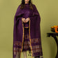 Handwoven Jamdani Linen Unstitched 2-piece Kurti | Aubergine Purple