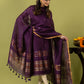 Handwoven Jamdani Linen Unstitched 2-piece Kurti | Aubergine Purple