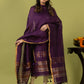 Handwoven Jamdani Linen Unstitched 2-piece Kurti | Aubergine Purple