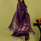 Handwoven Jamdani Linen Unstitched 2-piece Kurti | Aubergine Purple