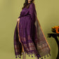 Handwoven Jamdani Linen Unstitched 2-piece Kurti | Aubergine Purple