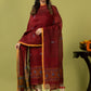 Handwoven Jamdani Linen Unstitched 2-piece Kurti | Crimson Red