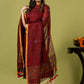 Handwoven Jamdani Linen Unstitched 2-piece Kurti | Crimson Red
