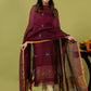 Handwoven Jamdani Linen Unstitched 2-piece Kurti | Burgundy Wine