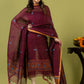 Handwoven Jamdani Linen Unstitched 2-piece Kurti | Burgundy Wine