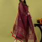 Handwoven Jamdani Linen Unstitched 2-piece Kurti | Burgundy Wine