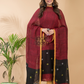 Claret | Handloom Jamdani Linen Unstitched 2-Piece Kurti