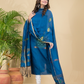 Dark Blue Mercerised Cotton Meenakari Motif 2-Piece Kurti & Dupatta (UNSTITCHED)-878