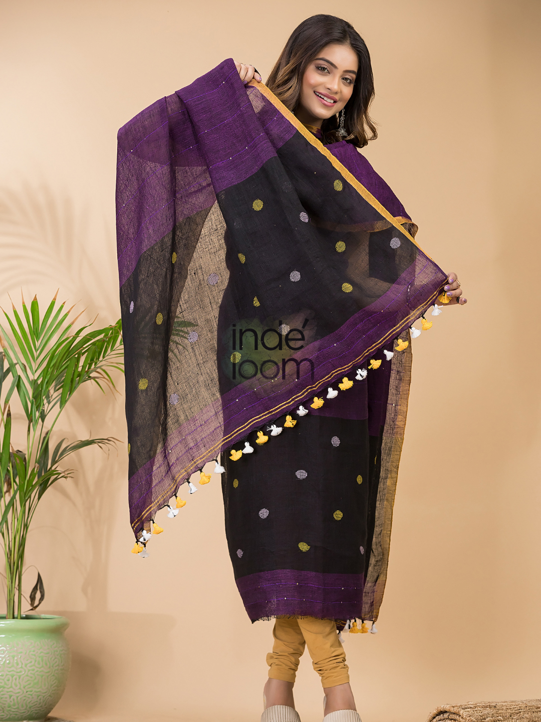 Wine Purple Linen X Linen 2-Piece Set Kurti & Dupatta (UNSTITCHED) - 059