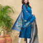 Dark Blue Mercerised Cotton Meenakari Motif 2-Piece Kurti & Dupatta (UNSTITCHED)-878