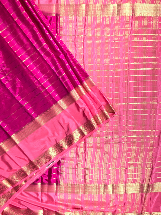 Classic Mysore Semi Silk Saree | Magenta