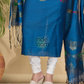 Dark Blue Mercerised Cotton Meenakari Motif 2-Piece Kurti & Dupatta (UNSTITCHED)-878
