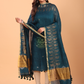 Berry Blue Linen Jamdani 2-Piece Set Kurti & Dupatta (UNSTITCHED) - 056