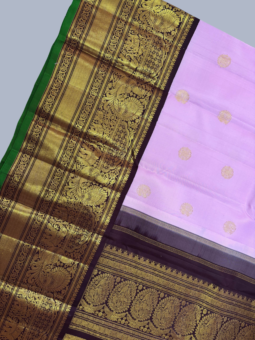 Handwoven Pure Gadwal Silk Saree  |  Lilac Purple