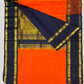 Handwoven Pure Gadwal Silk Saree  |  Fire Orange