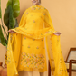 Classic Kota Doria Cotton Unstitched 2-Piece Kurti | Marigold Yellow