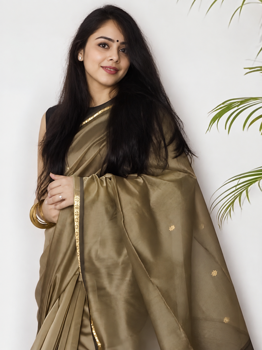 Maheshwari Silk Cotton Saree – Festive Elegance | Beige