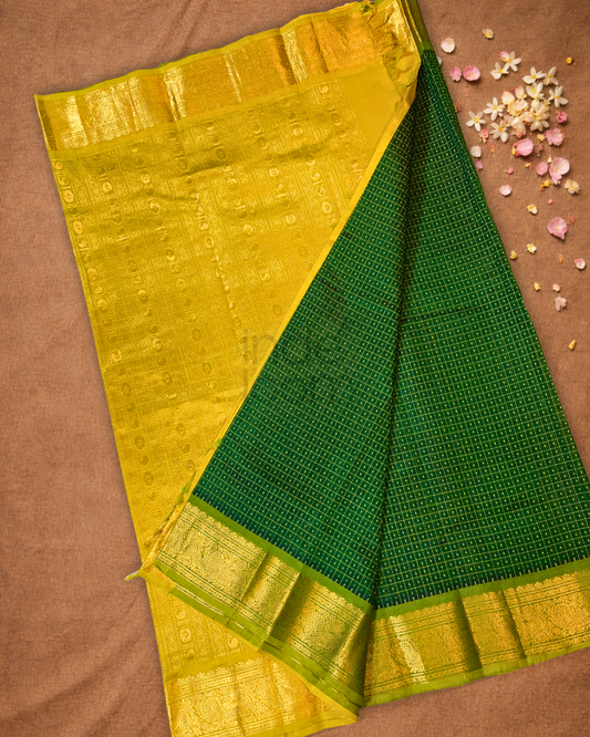 Pure Handloom Korvai Saree | Army Green