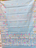 Handwoven Pure Jamdani Cotton Saree  |  Sky Blue