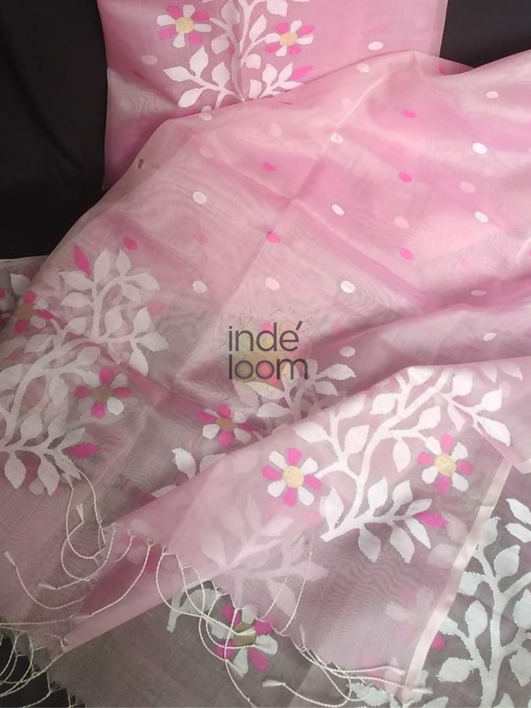 Muslin Jamdani 2-Piece Set Kurti & Dupatta (UNSTITCHED) Peach Pink-939
