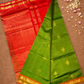 Handloom Korvai Silk Cotton Saree  |  Lime Green