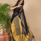Cotton Linen Handloom Saree With Rich Black - 009