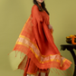 Handwoven Jamdani Linen Unstitched 2-piece Kurti | Burnt Orange