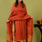 Handwoven Jamdani Linen Unstitched 2-piece Kurti | Burnt Orange