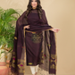 Coffee Brown Mercerised Cotton Meenakari Motif 2-Piece Kurti & Dupatta (UNSTITCHED)-879