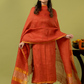 Handwoven Jamdani Linen Unstitched 2-piece Kurti | Burnt Orange