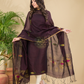Coffee Brown Mercerised Cotton Meenakari Motif 2-Piece Kurti & Dupatta (UNSTITCHED)-879