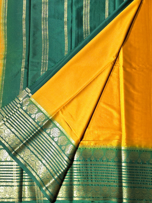 Classic Mysore Semi Silk Saree | Golden Yellow