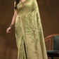 Floral woven design Silk blend Jacquard Saree | Jade Green
