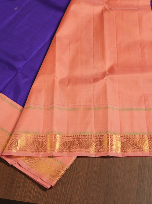 Silk Mark Certified Handloom Kanjivaram Silk Saree  |  Indigo Purple