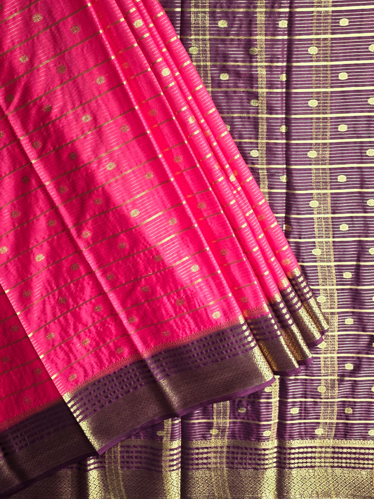 Classic Mysore Semi Silk Saree | Coral Pink