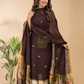 Umber Brown Linen X Linen 2-Piece Set Kurti & Dupatta (UNSTITCHED) - 078