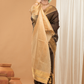 Pure Handloom Korvai Saree | Dark Brown With Golden Pallu Broder