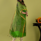 Handwoven Jamdani Muslin Unstitched 2-piece Kurti | Lime Green