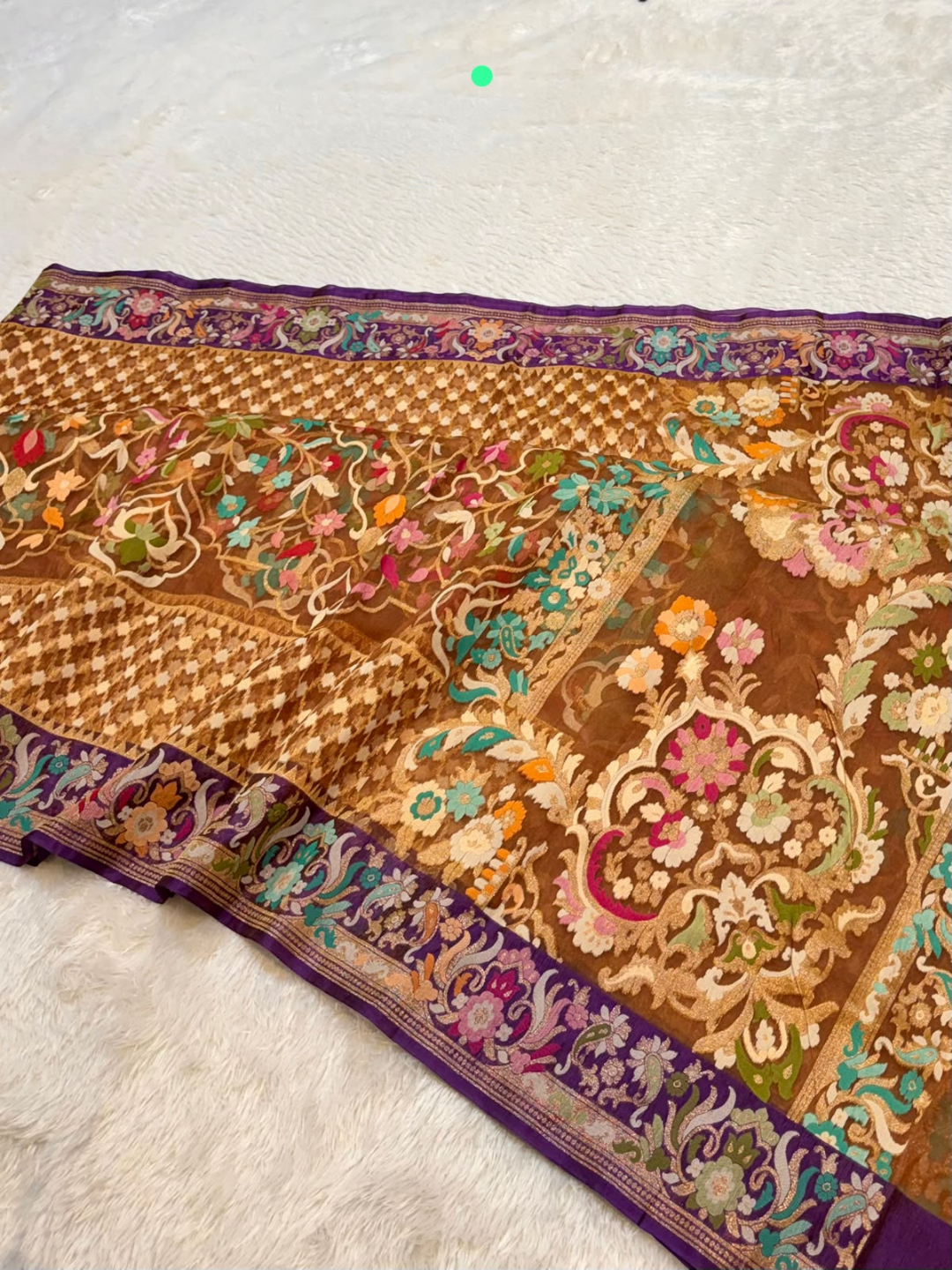 Banarasi Exclusive Ektara Kora JAMDANI Tilfi saree | Brown