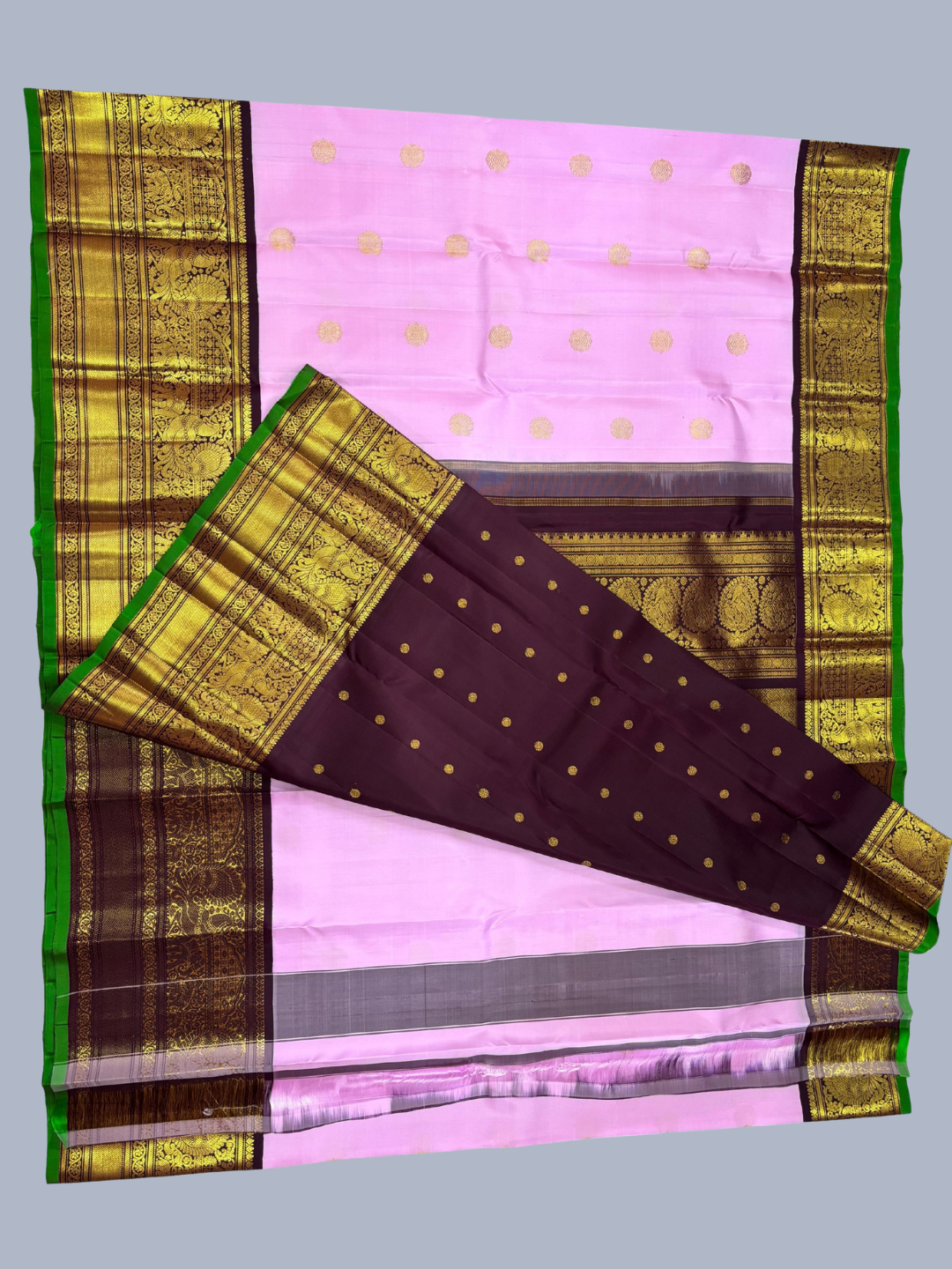 Handwoven Pure Gadwal Silk Saree  |  Lilac Purple