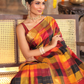Kanakavalli - Ivory radiance drape with golden pallu and temple Zari