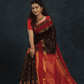 Pure Handloom Korvai Saree | Deep Chocolate Brown and rich Red