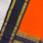 Handwoven Pure Gadwal Silk Saree  |  Fire Orange