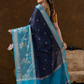 Classic Benarasi Semi Silk Saree | Deep Navy Blue
