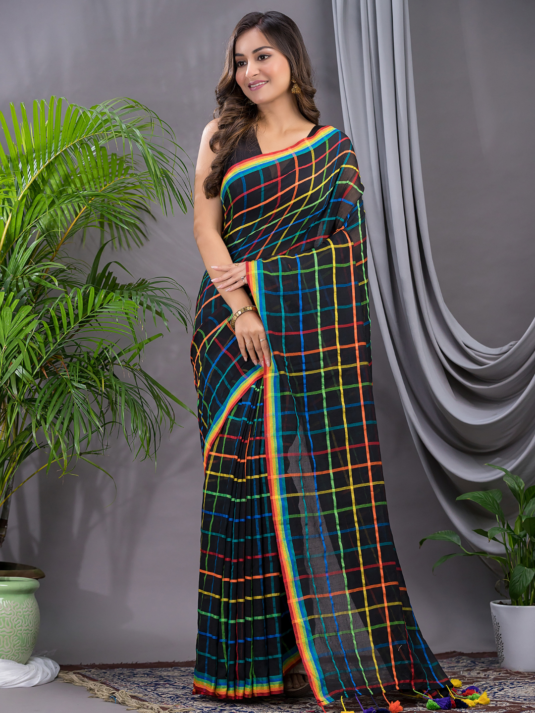 Handloom Khadi Cotton Saree With Rich Black - 004