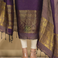 Plum Purple Muslin Linen 2-Piece Set Kurti & Dupatta (UNSTITCHED) - 869