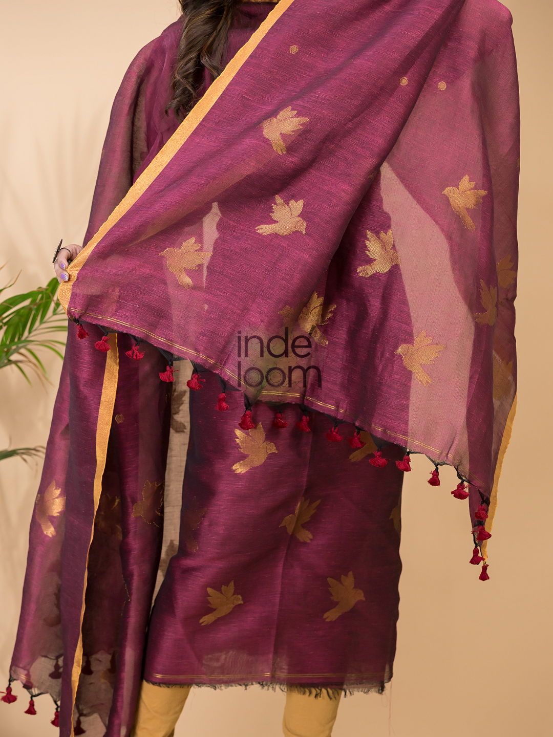 Rose Red 2-Piece Set Kurti & Dupatta (UNSTITCHED) - 062