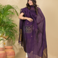 Plum Purple Muslin Linen 2-Piece Set Kurti & Dupatta (UNSTITCHED) - 869