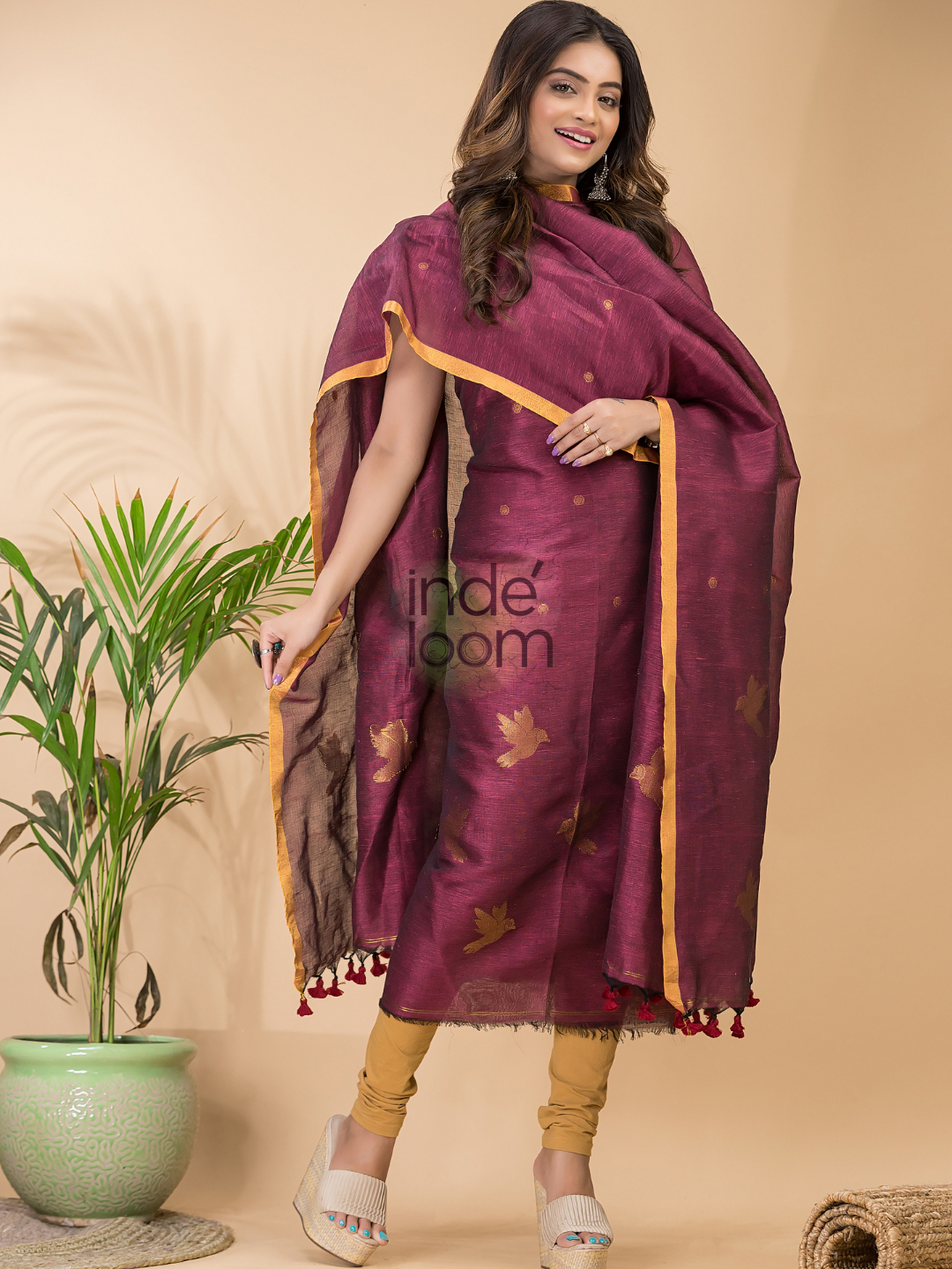 Rose Red 2-Piece Set Kurti & Dupatta (UNSTITCHED) - 062