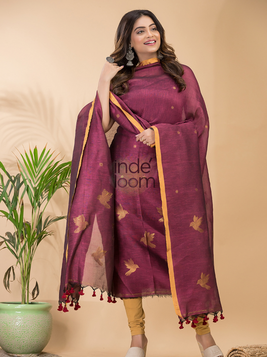 Rose Red 2-Piece Set Kurti & Dupatta (UNSTITCHED) - 062